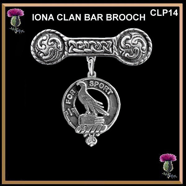 Clelland Clan Crest Iona Bar Brooch - Sterling Silver