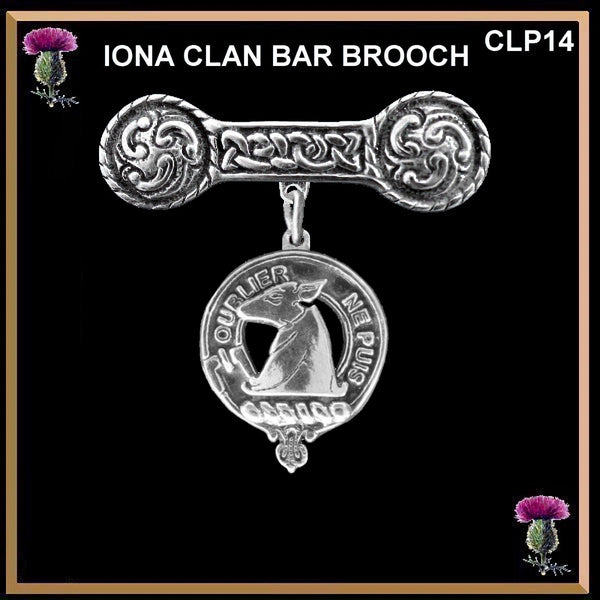 Colville Clan Crest Iona Bar Brooch - Sterling Silver