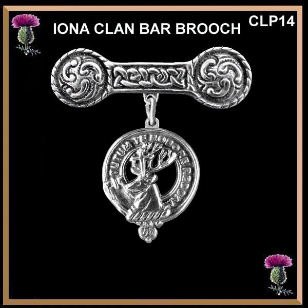 Crawford Clan Crest Iona Bar Brooch - Sterling Silver
