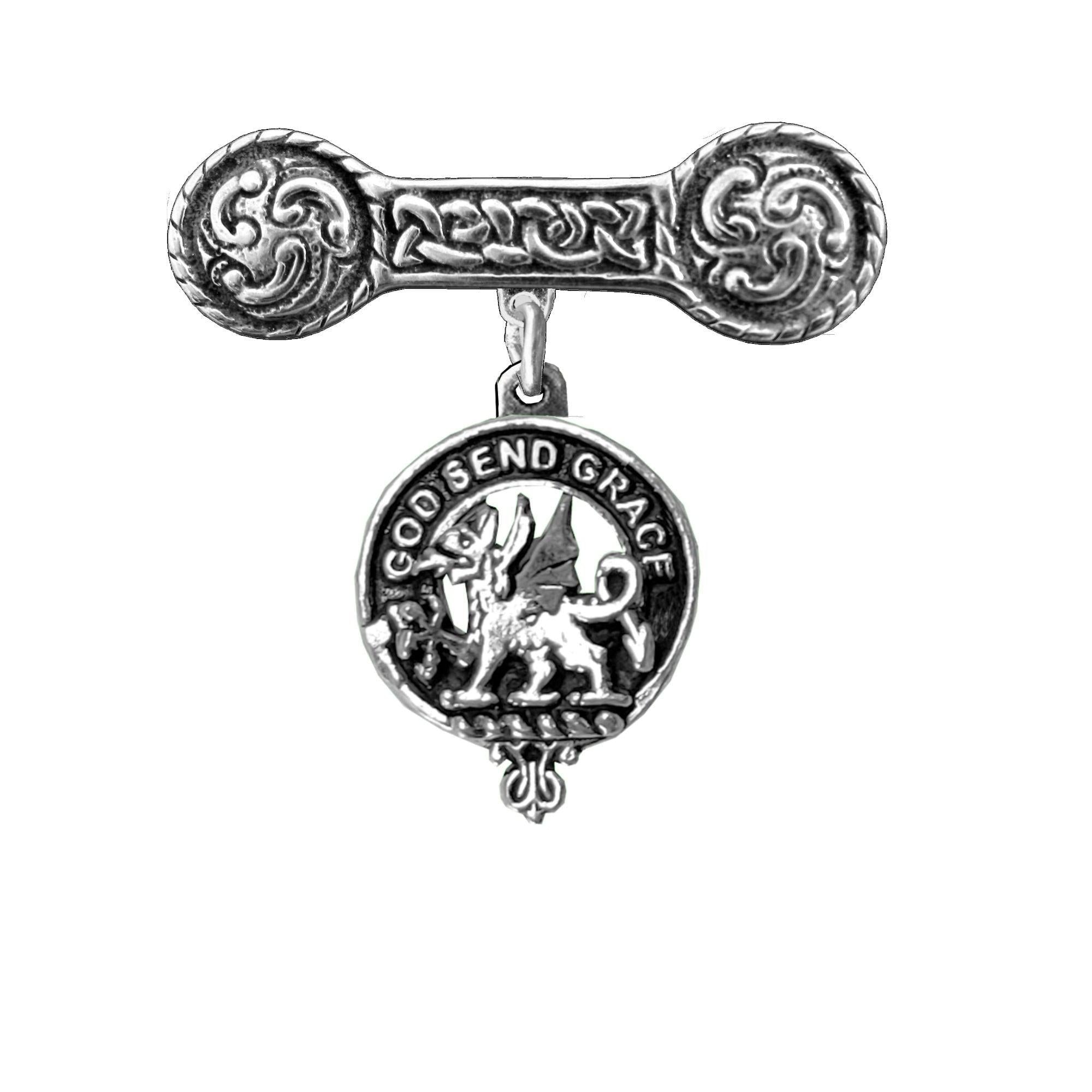 Crichton Clan Crest Iona Bar Brooch - Sterling Silver