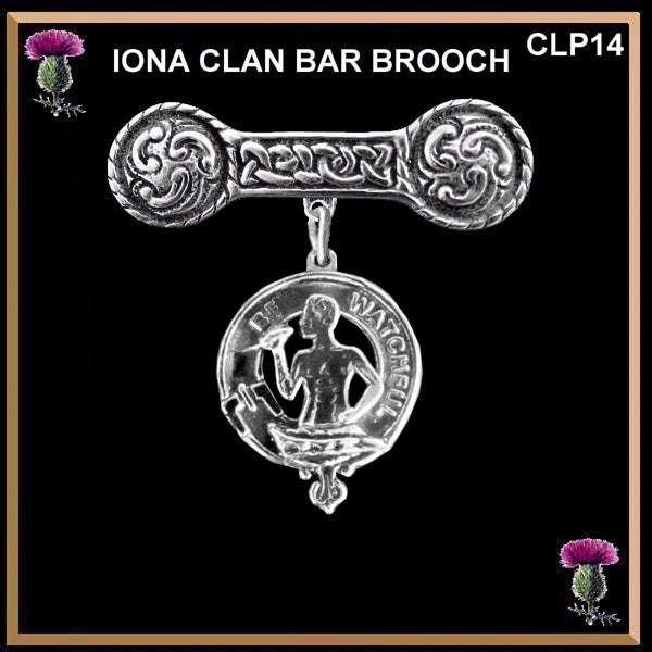 Darroch Clan Crest Iona Bar Brooch - Sterling Silver