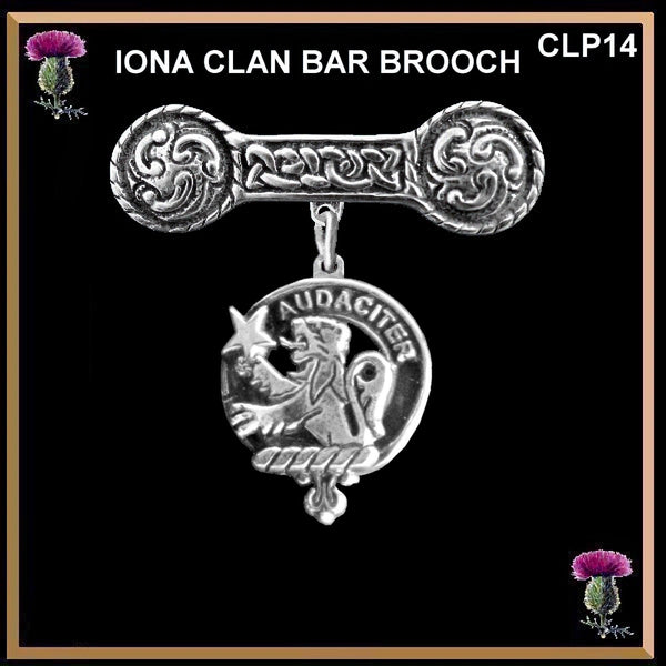 Ewing Clan Crest Iona Bar Brooch - Sterling Silver