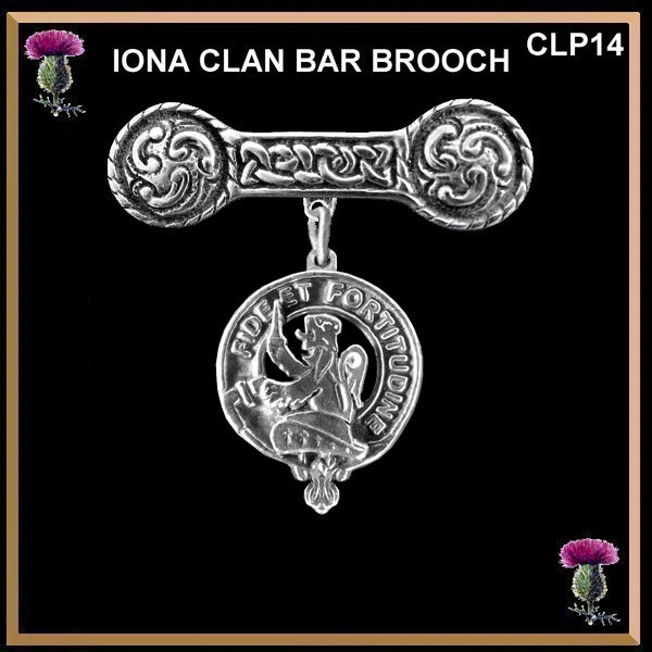 Farquharson Clan Crest Iona Bar Brooch - Sterling Silver