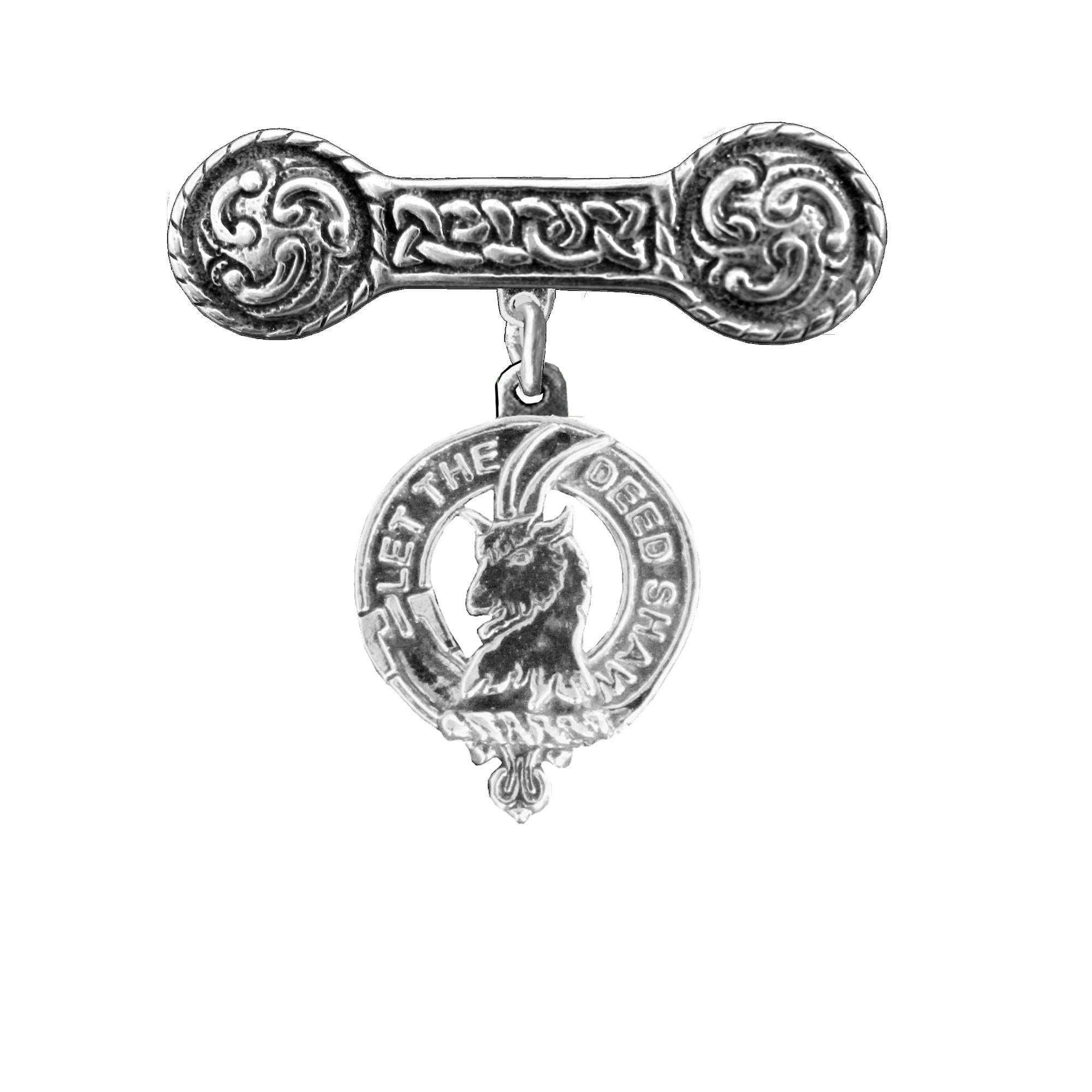 Fleming Clan Crest Iona Bar Brooch - Sterling Silver