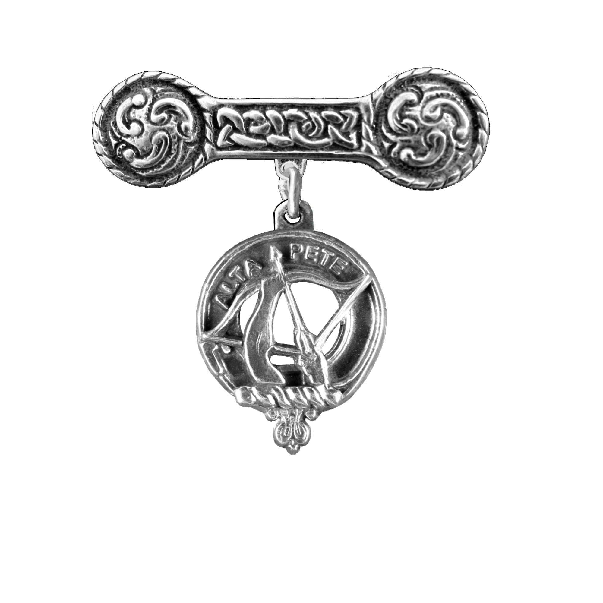 Fletcher Clan Crest Iona Bar Brooch - Sterling Silver