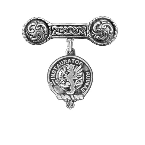 Forsyth Clan Crest Iona Bar Brooch - Sterling Silver