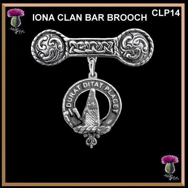 Geddes Clan Crest Iona Bar Brooch - Sterling Silver