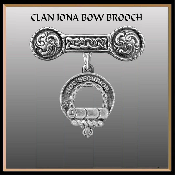 Grierson Clan Crest Iona Bar Brooch - Sterling Silver