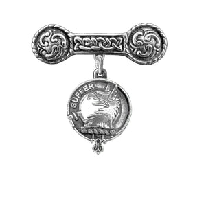 Haldane Clan Crest Iona Bar Brooch - Sterling Silver