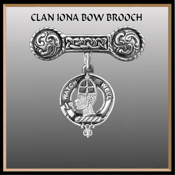 Haliburton Clan Crest Iona Bar Brooch - Sterling Silver