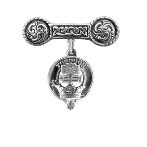 Hamilton Clan Crest Iona Bar Brooch - Sterling Silver