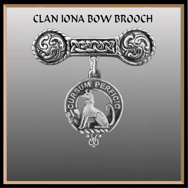 Hunter Clan Crest Iona Bar Brooch - Sterling Silver