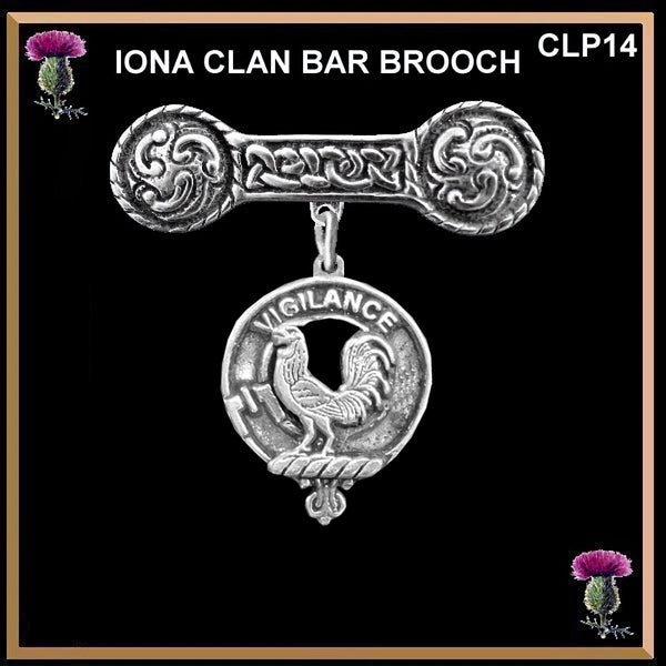 Laing Clan Crest Iona Bar Brooch - Sterling Silver