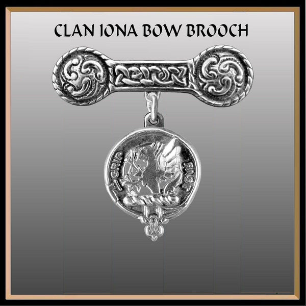 Leslie  Clan Crest Iona Bar Brooch - Sterling Silver