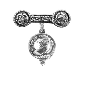 MacAulay Clan Crest Iona Bar Brooch - Sterling Silver