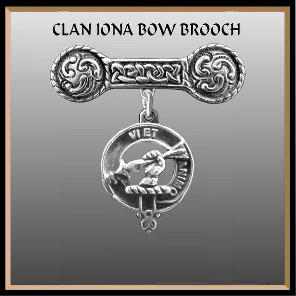 MacCulloch Clan Crest Iona Bar Brooch - Sterling Silver