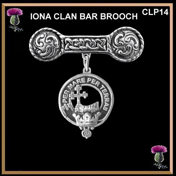 MacDonald (Donald) Clan Crest Iona Bar Brooch - Sterling Silver