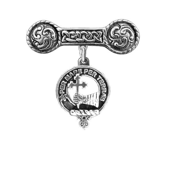 MacDonald (Sleat) Clan Crest Iona Bar Brooch - Sterling Silver