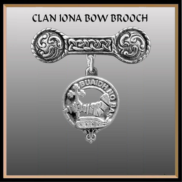 MacDougall Clan Crest Iona Bar Brooch - Sterling Silver