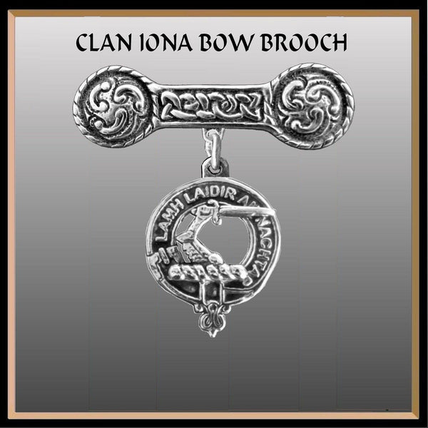 MacFadden Clan Crest Iona Bar Brooch - Sterling Silver