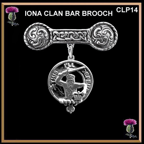 MacFarlane Clan Crest Iona Bar Brooch - Sterling Silver