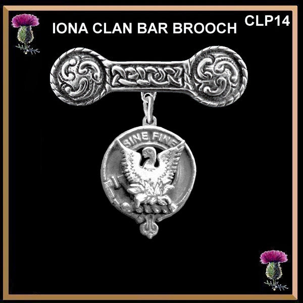 MacGill Clan Crest Iona Bar Brooch - Sterling Silver