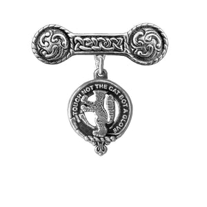 MacIntosh Clan Crest Iona Bar Brooch - Sterling Silver