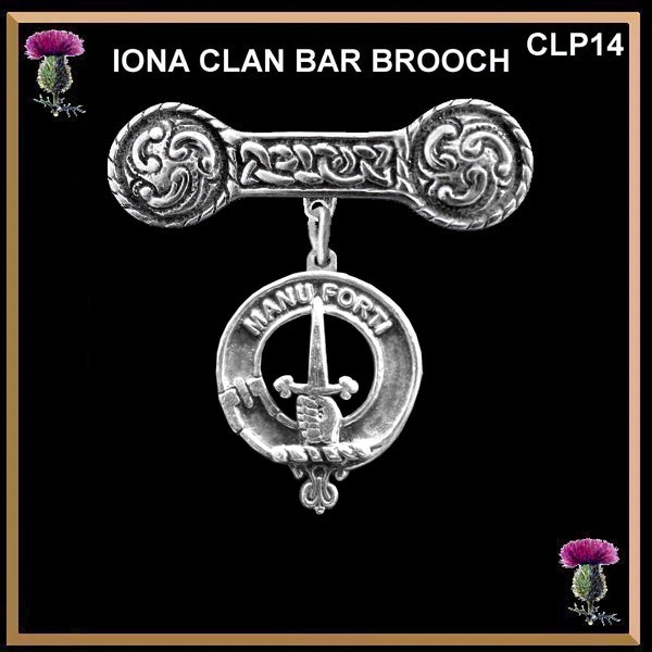 MacKay Clan Crest Iona Bar Brooch - Sterling Silver