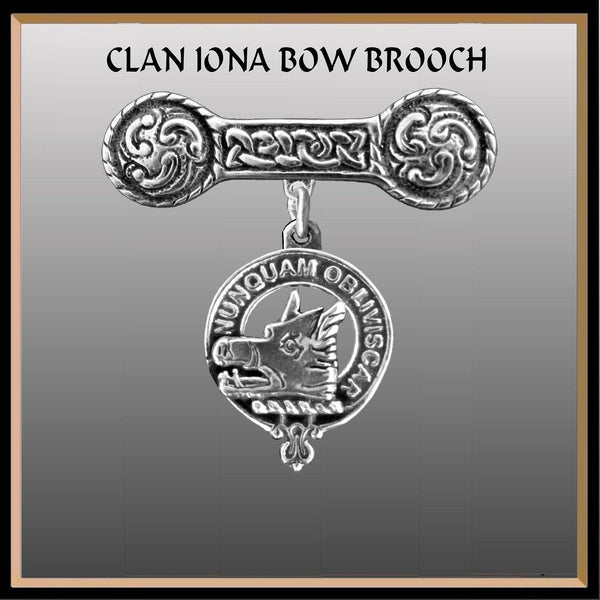 MacIver Clan Crest Iona Bar Brooch - Sterling Silver