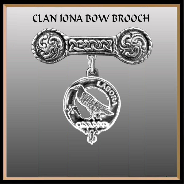 MacKie Clan Crest Iona Bar Brooch - Sterling Silver