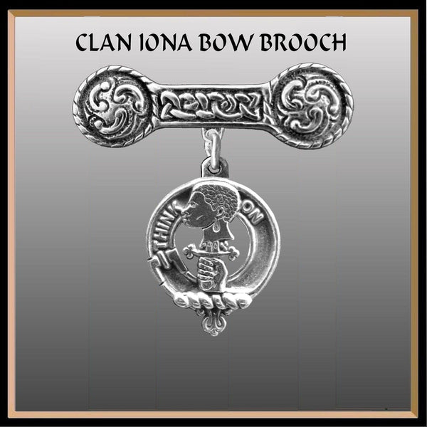 MacLellan Clan Crest Iona Bar Brooch - Sterling Silver