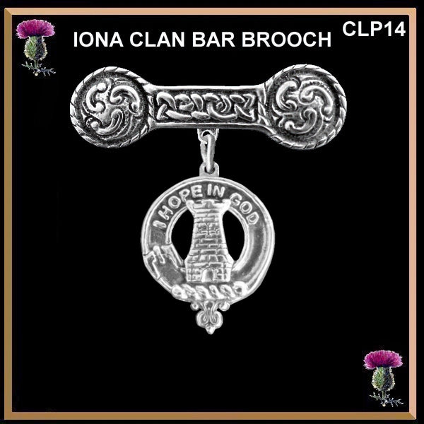 MacNaughton Clan Crest Iona Bar Brooch - Sterling Silver