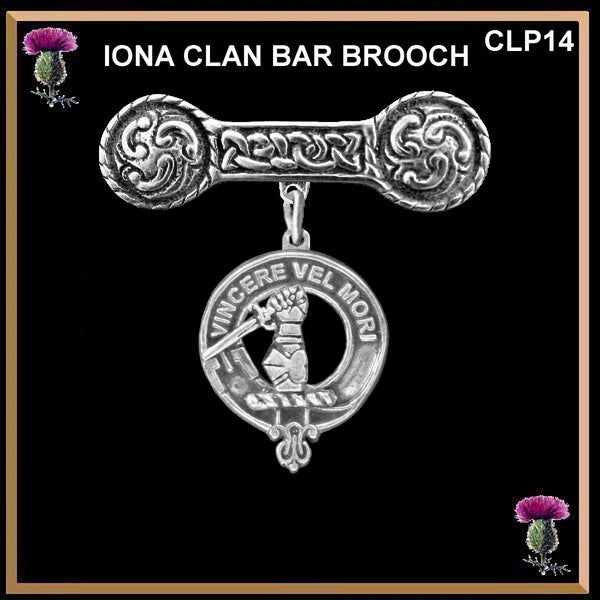 MacNeill (Gigha) Clan Crest Iona Bar Brooch - Sterling Silver