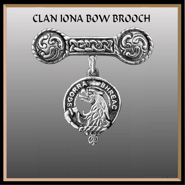 MacNicol Clan Crest Iona Bar Brooch - Sterling Silver