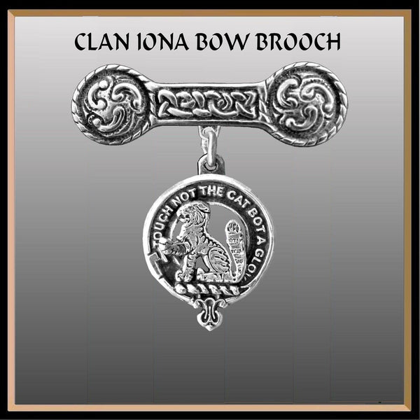 MacPherson Clan Crest Iona Bar Brooch - Sterling Silver