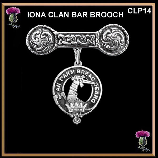 MacQuarrie Clan Crest Iona Bar Brooch - Sterling Silver