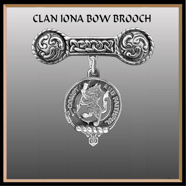 MacQueen Clan Crest Iona Bar Brooch - Sterling Silver
