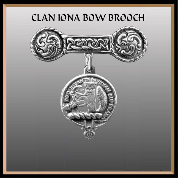 MacThomas Clan Crest Iona Bar Brooch - Sterling Silver