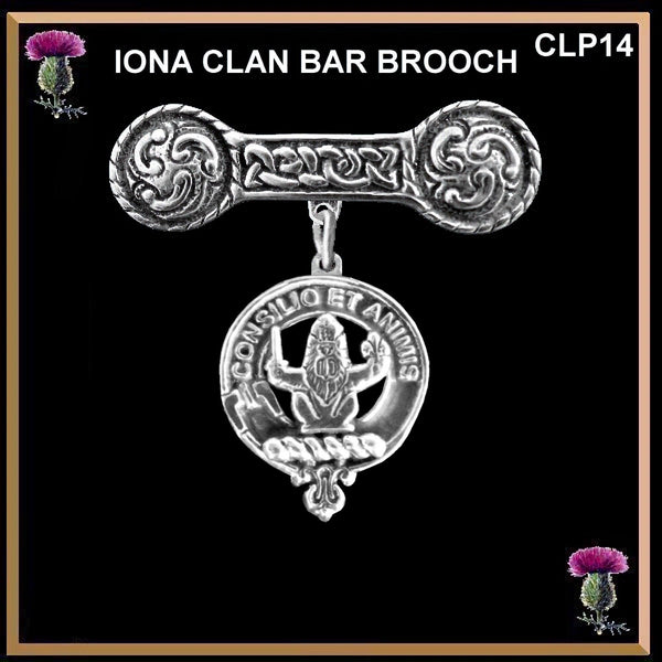 Maitland Clan Crest Iona Bar Brooch - Sterling Silver