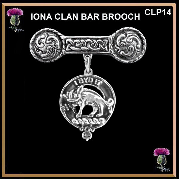 Nisbet Clan Crest Iona Bar Brooch - Sterling Silver
