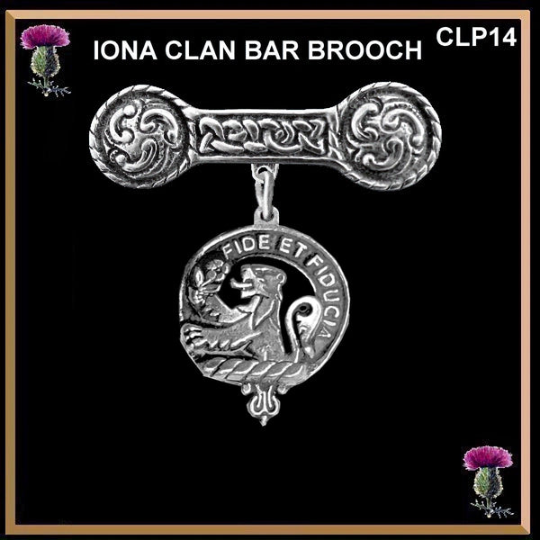 Primrose Clan Crest Iona Bar Brooch - Sterling Silver