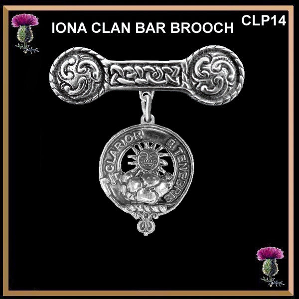 Purvis Clan Crest Iona Bar Brooch - Sterling Silver