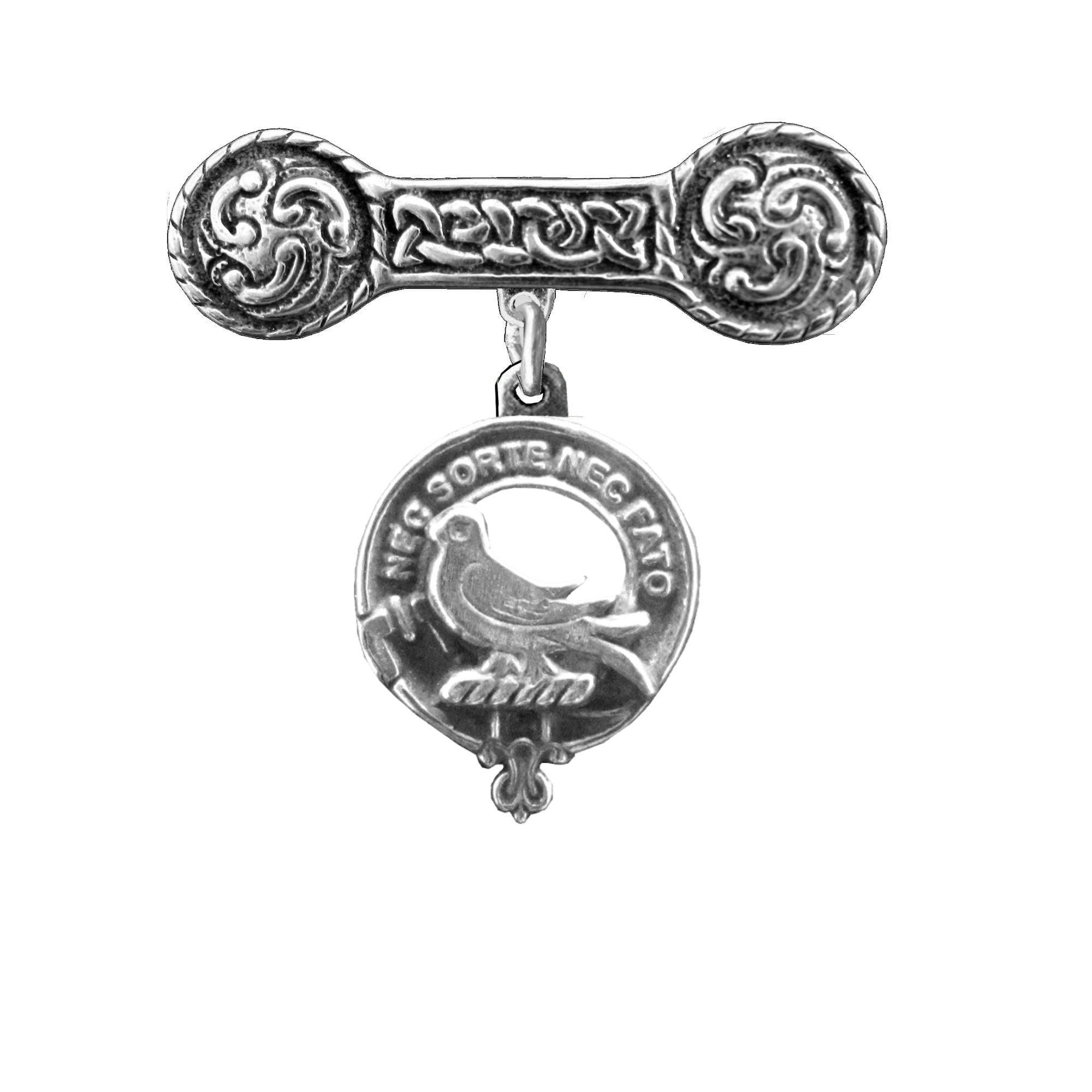 Rutherford Clan Crest Iona Bar Brooch - Sterling Silver