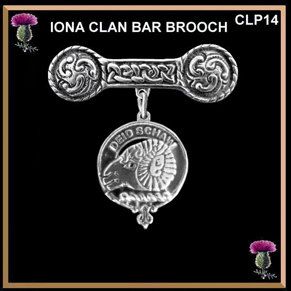 Ruthven Clan Crest Iona Bar Brooch - Sterling Silver