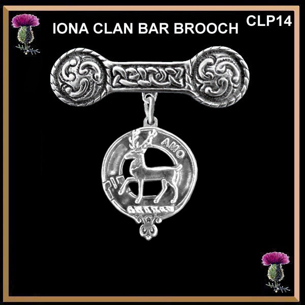 Scott Clan Crest Iona Bar Brooch - Sterling Silver