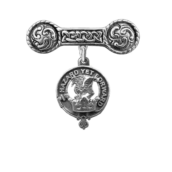 Seton Clan Crest Iona Bar Brooch - Sterling Silver