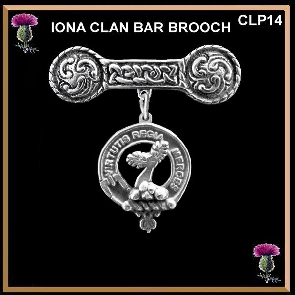 Skene Clan Crest Iona Bar Brooch - Sterling Silver