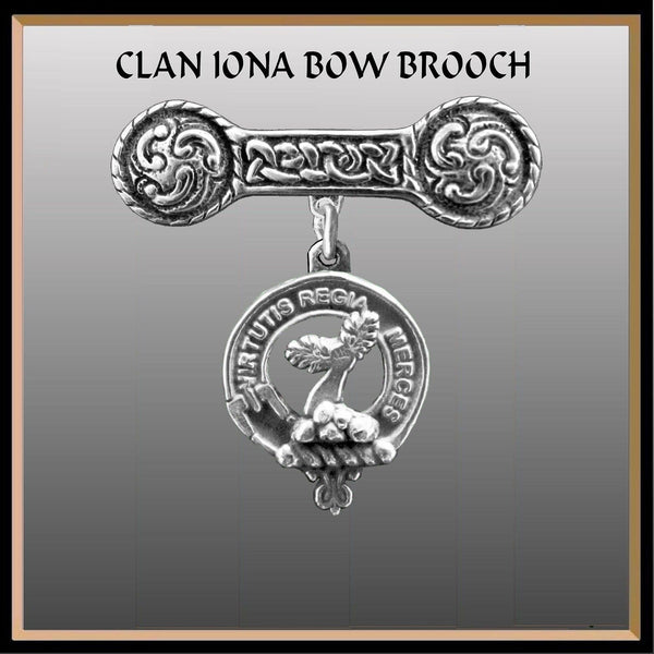 Skene Clan Crest Iona Bar Brooch - Sterling Silver