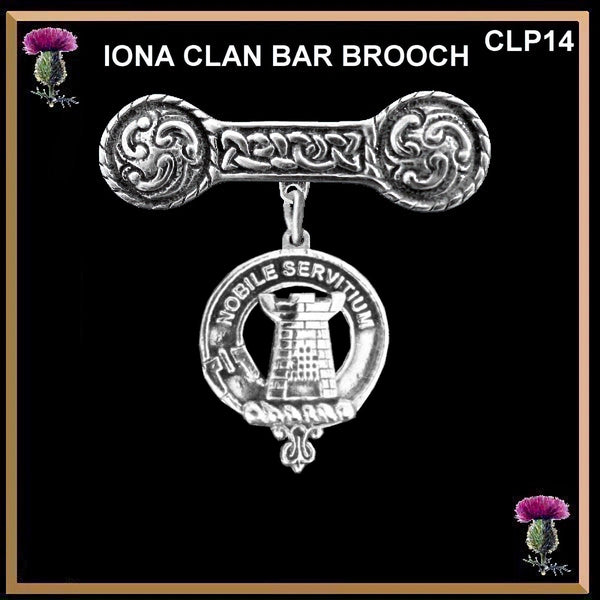 Spaulding Clan Crest Iona Bar Brooch - Sterling Silver