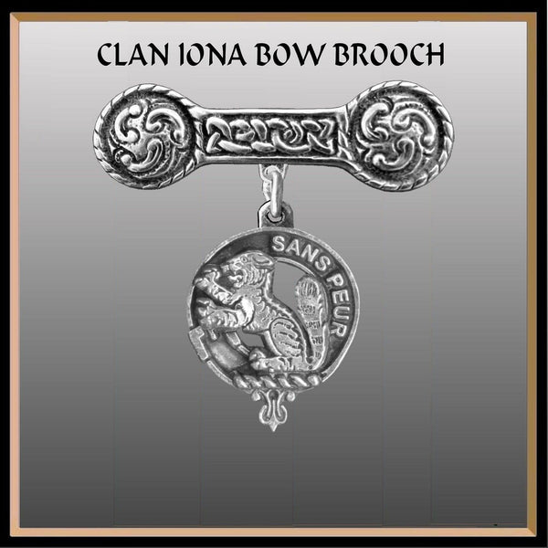 Sutherland Clan Crest Iona Bar Brooch - Sterling Silver